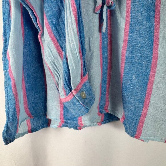 Rails Linen Blend Top Brielle Kona Stripe Dual Front Tie Boho Peasant Ecovero S - Picture 4 of 10
